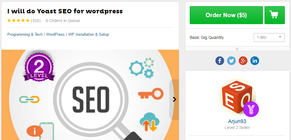 WordPress SEO優化演出的一個例子。