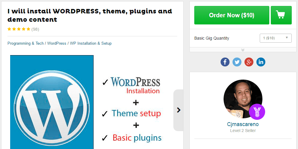 WordPress设置演出的一个示例。